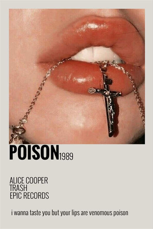 Alice Cooper Poison Song Lyric Minimalist Wall Art Poster