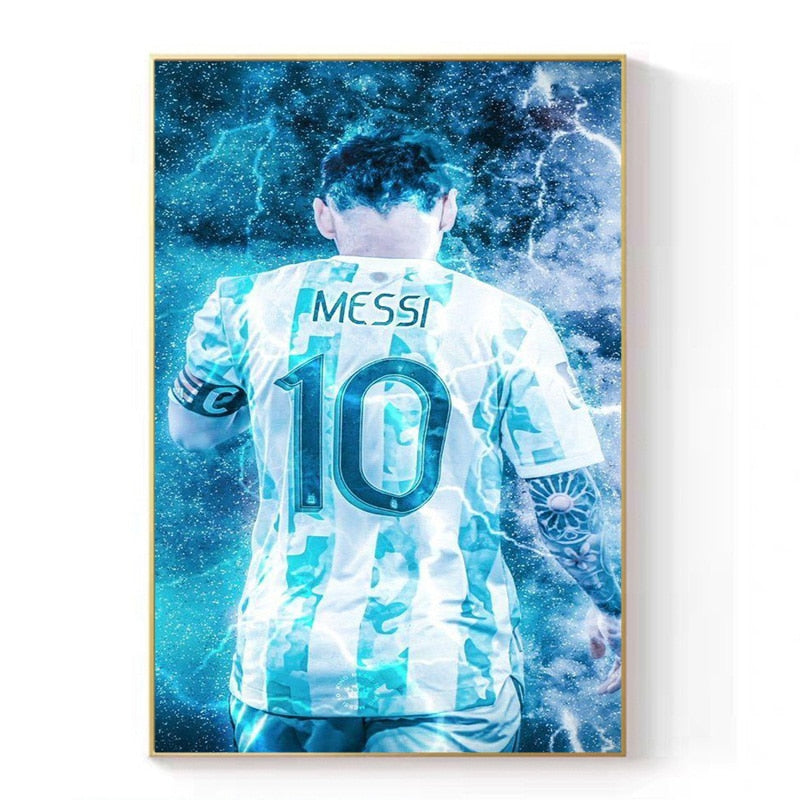 Lionel Messi Blue Abstract Poster