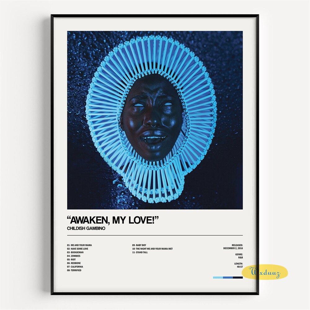 Childish Gamino "Awaken My Love" Minimalist Album Cover Poster