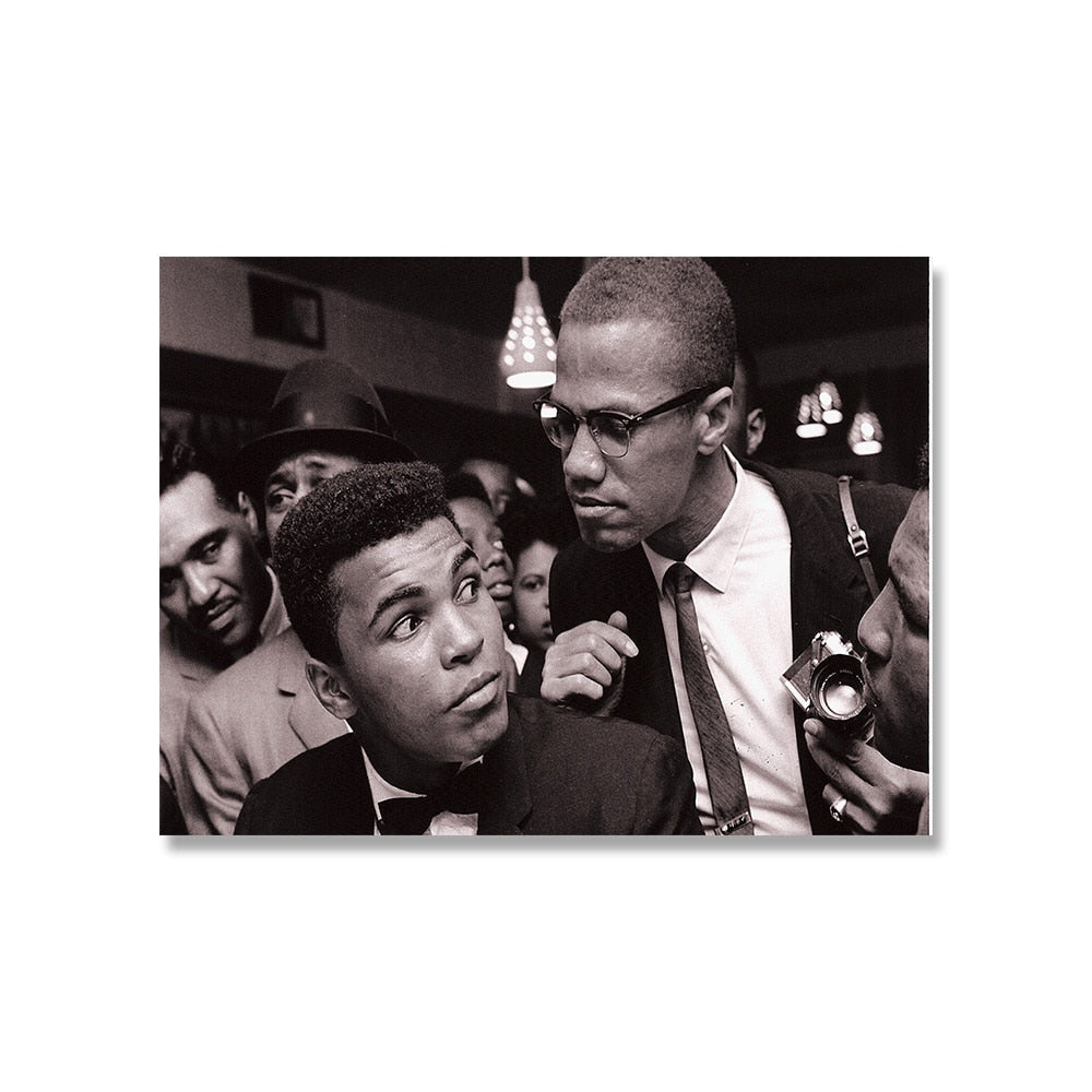 Muhammad Ali and Malcolm X Iconic Photo Poster