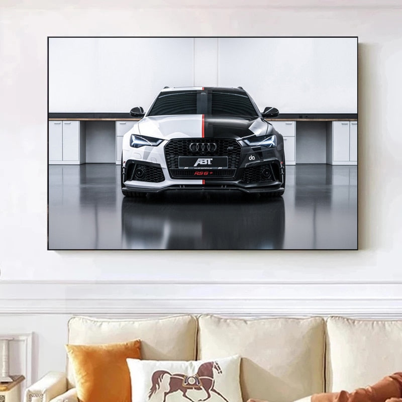 Audi Black White RS6 Poster