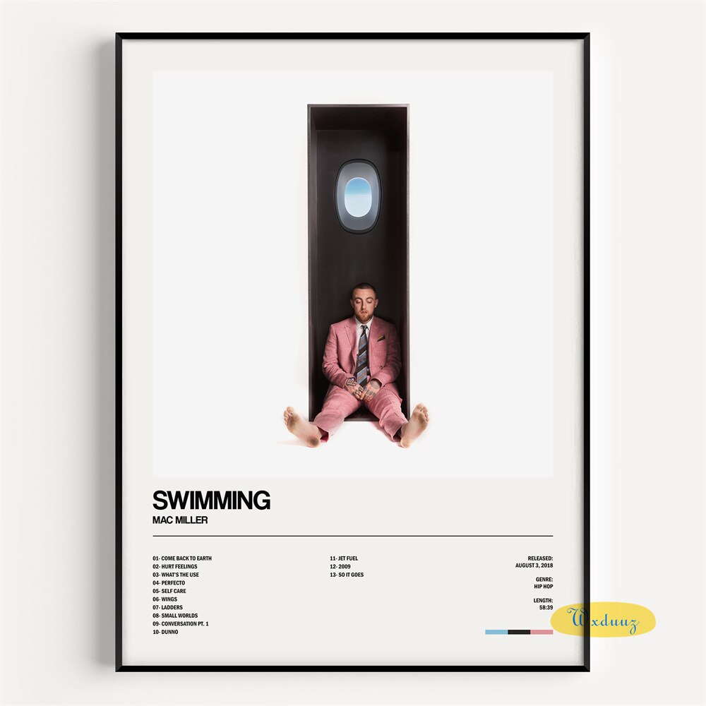 Mac Miller Swimming Minimalist Album Cover Wall Art Poster