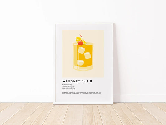 Whiskey Sour Cocktail Bar Wall Art Poster