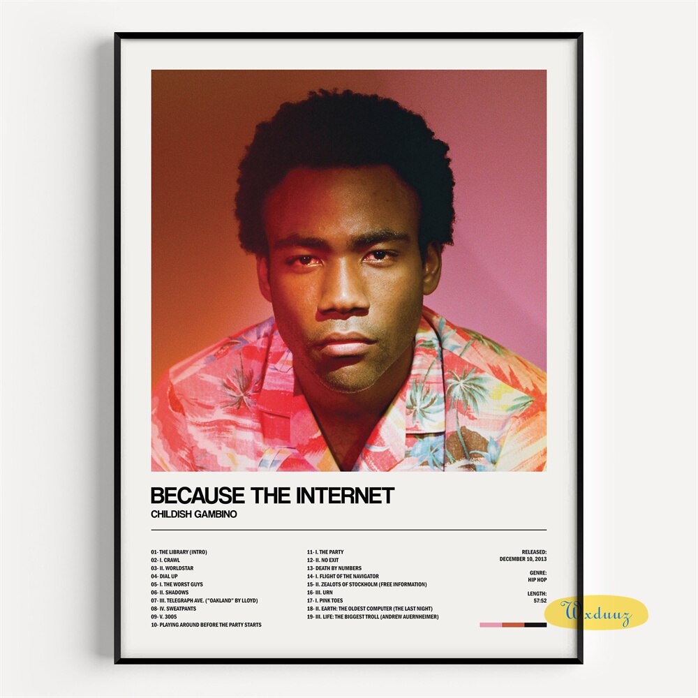 Childish Gamino Because The Internet Minimalist Album Cover Wall Art Poster