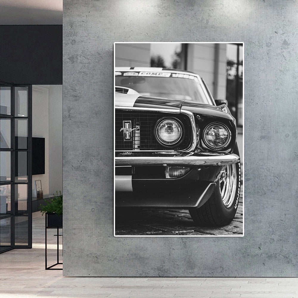 Mustang Fastback Boss Retro Car Poster