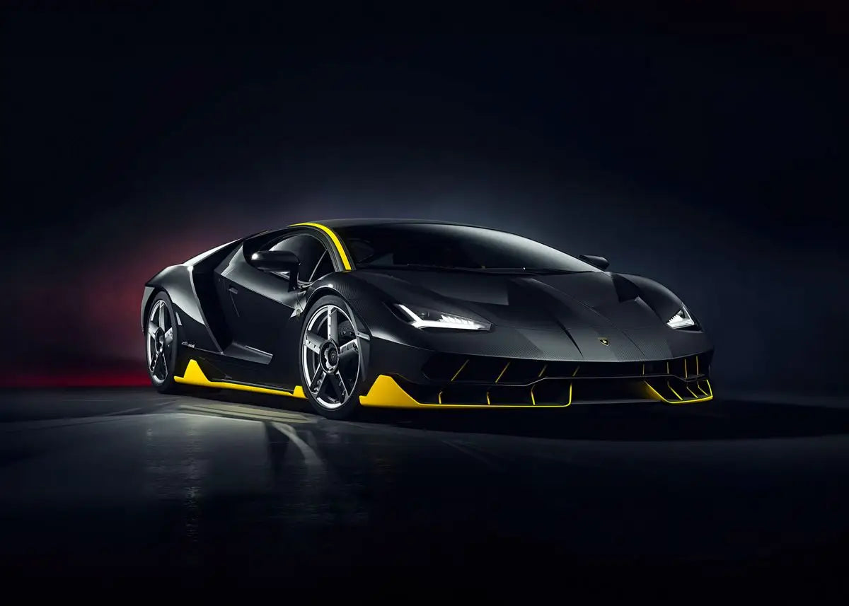 Lambo Black Yellow Supercar Poster – Aesthetic Wall Decor