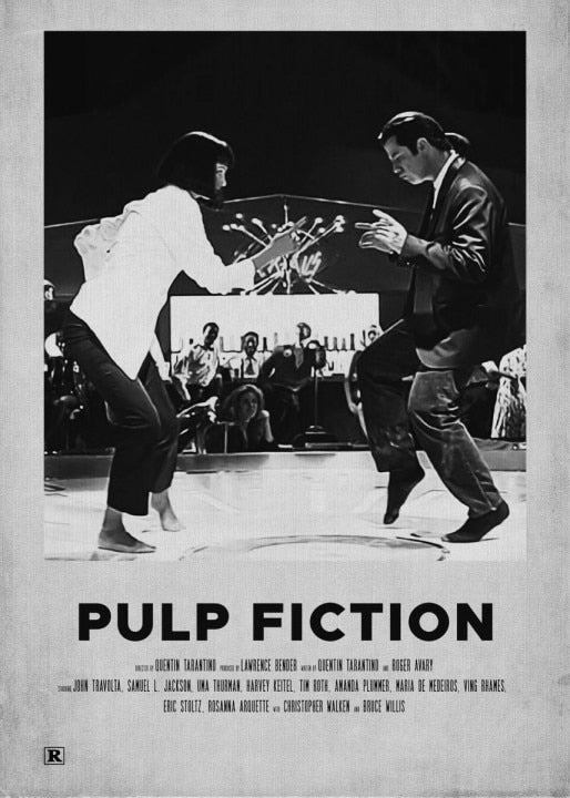 Pulp Fiction Dancing Black White Minimalist Movie Poster