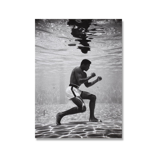 Muhammad Ali Black White Underwater Poster