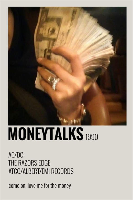 AC/DC Money Talks Song Lyric Minimalist Wall Art Poster