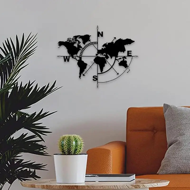 Metal World Map Wall Accent | Geographic Metal Wall Art