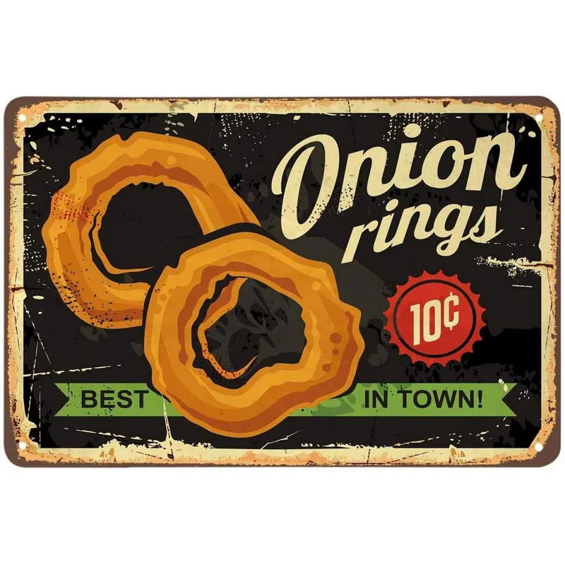 Onion Rings Retro Diner Metal Sign Poster