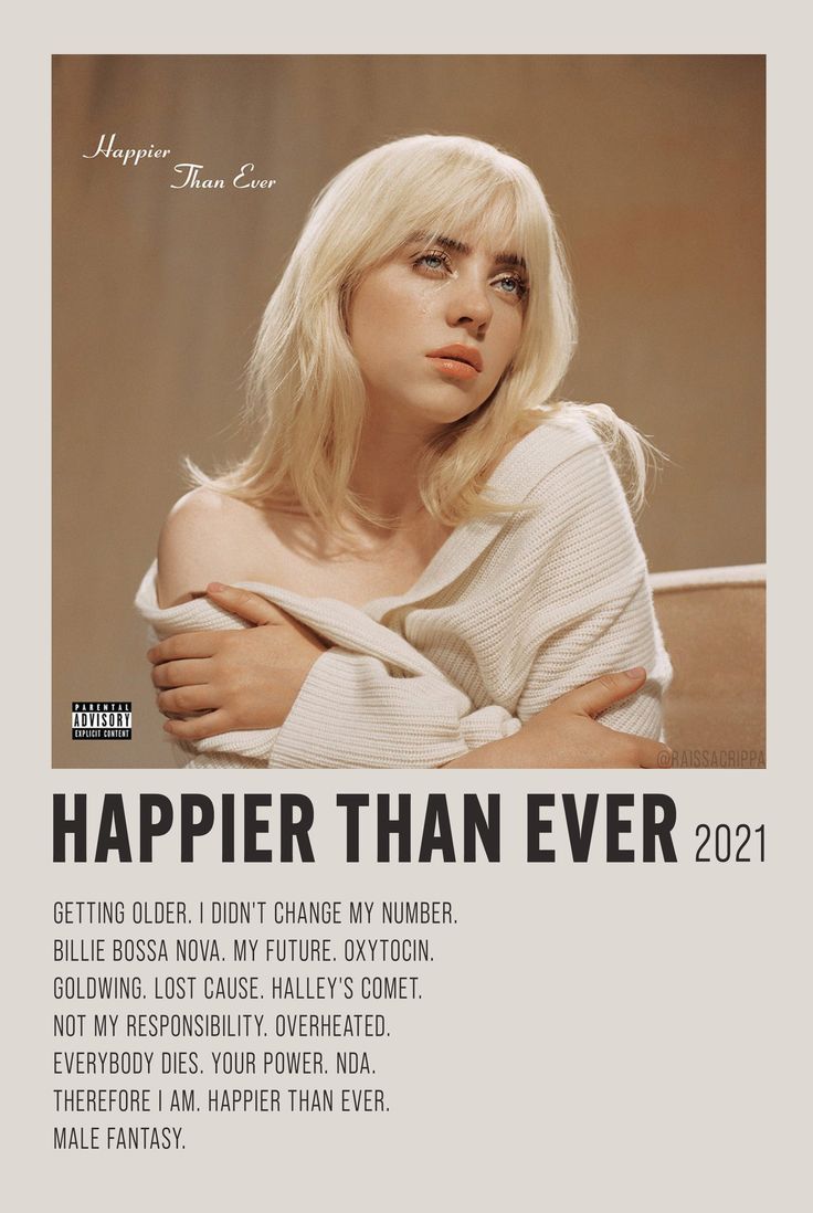 Billie Eilish Happier Than Ever Minimalist Poster