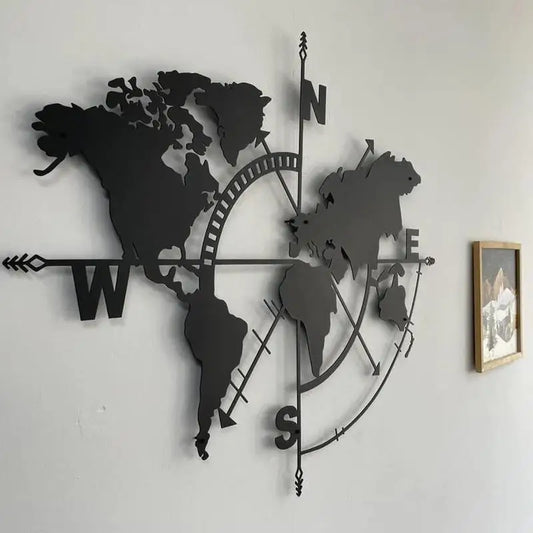 Metal World Map Wall Accent | Geographic Metal Wall Art