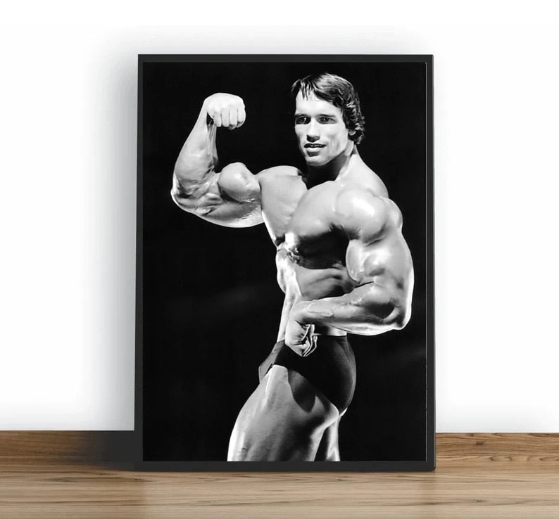 Arnold Schwarzenegger Black and White Bodybuilding Portrait Poster