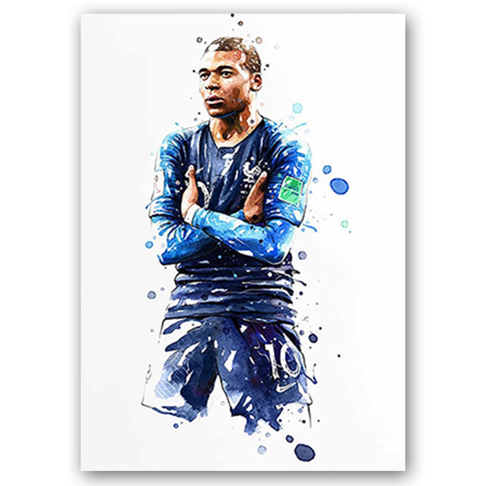 Kylian Mbappe Football Star Soccer Splash Poster