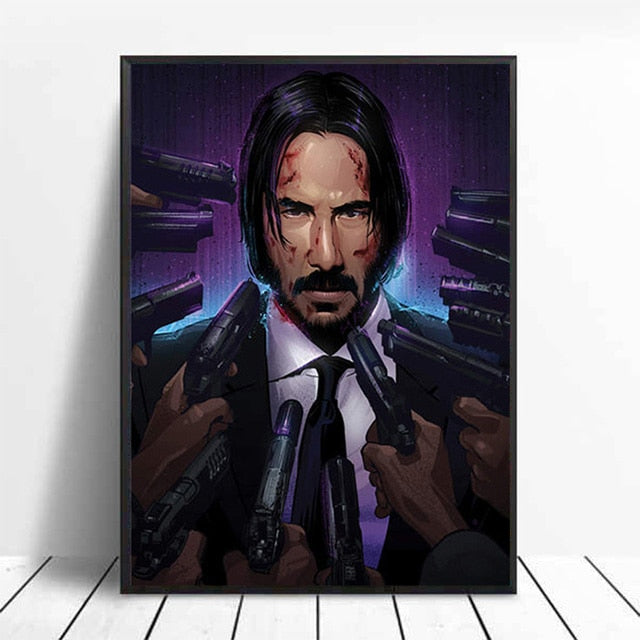 John Wick Guns Purple Artwork Movie Poster