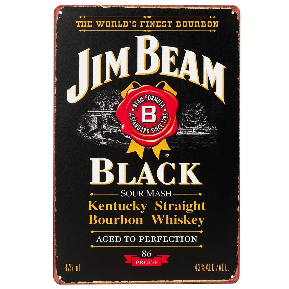 Jim Beam Black Vintage Bar Metal Sign Poster