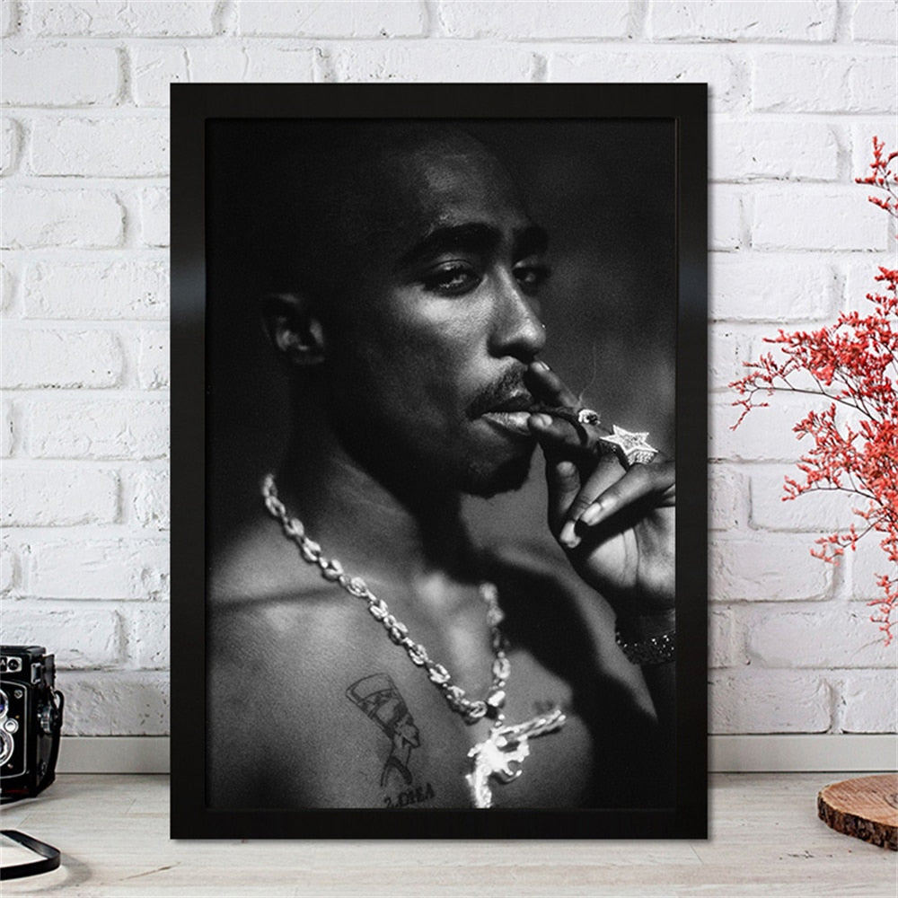 Tupac Black White Smoking Portrait Poster