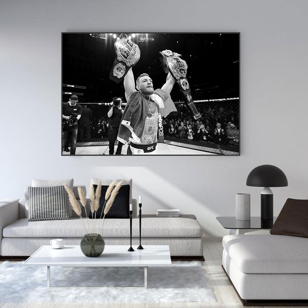 Conor McGregor Double Champ Belts UFC Poster