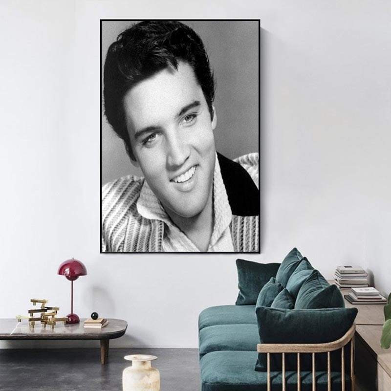 Elvis Presley Black White Smile Poster – Aesthetic Wall Decor