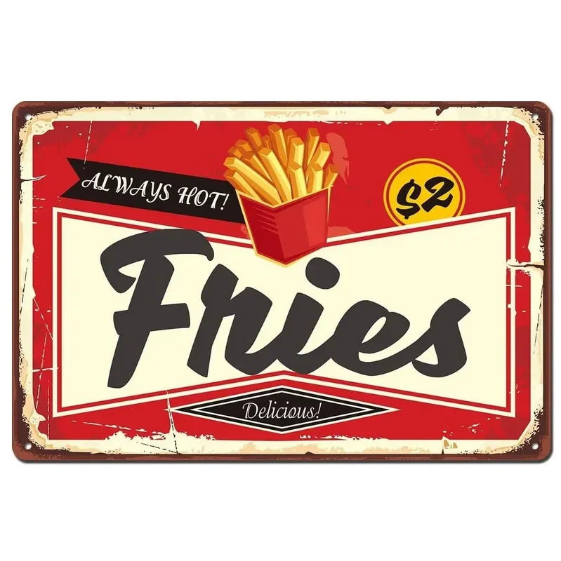 Always Hot Fries Retro Diner Metal Sign Poster