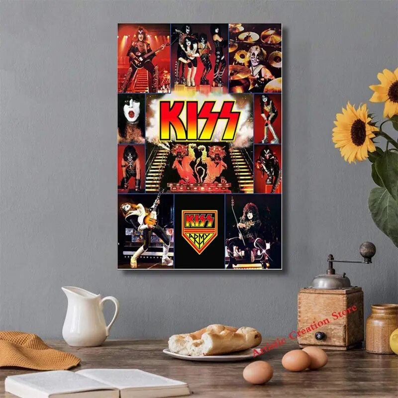 Kiss Band Collage Poster – Aesthetic Wall Decor