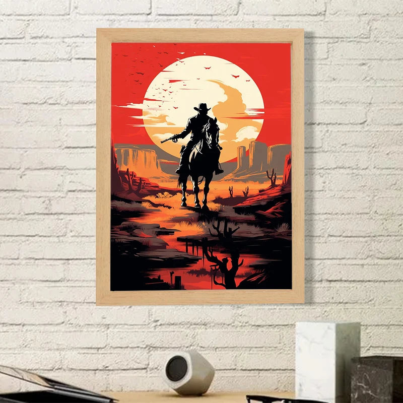 Red Dead Redemption 2 Comic Sunset Poster – Aesthetic Wall Decor