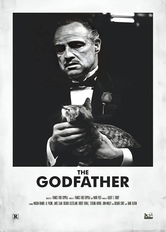 The Godfather Black White Minimalist Movie Poster