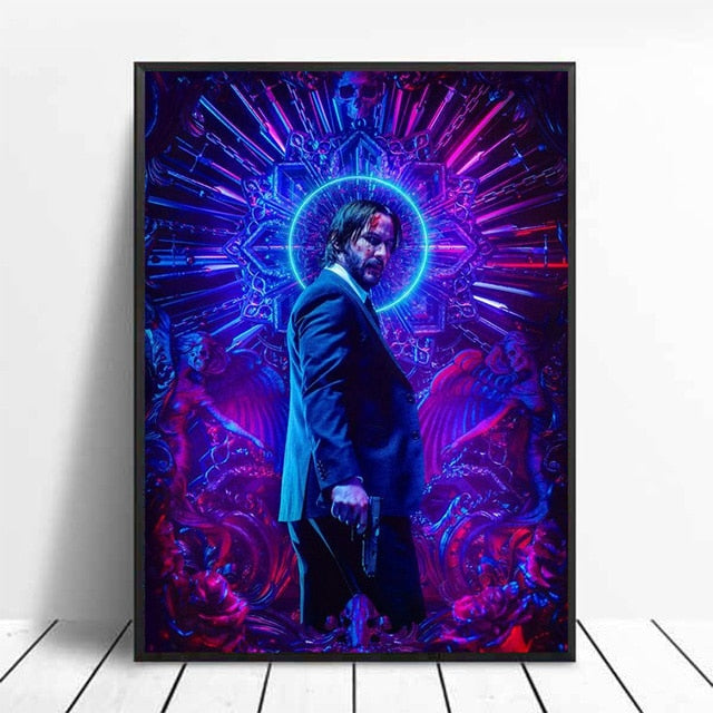 John Wick Blue Purple Artwork Movie Poster