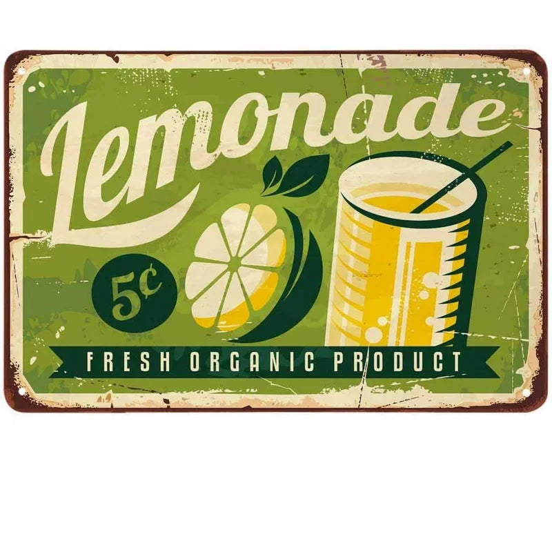 Fresh Lemonade Retro Diner Metal Sign Poster