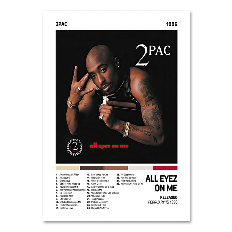 Tupac All Eyez On Me Minimalist Album Cover Poster