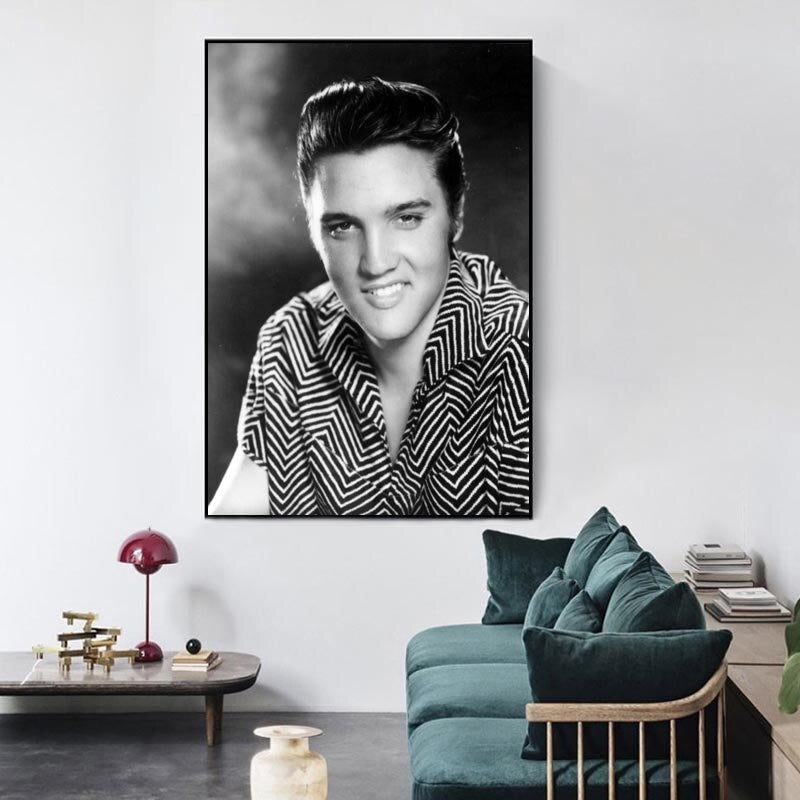 Elvis Black White Portrait Poster