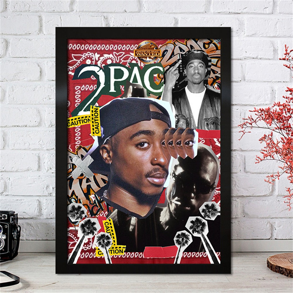 2pac Red Collage Rap Poster