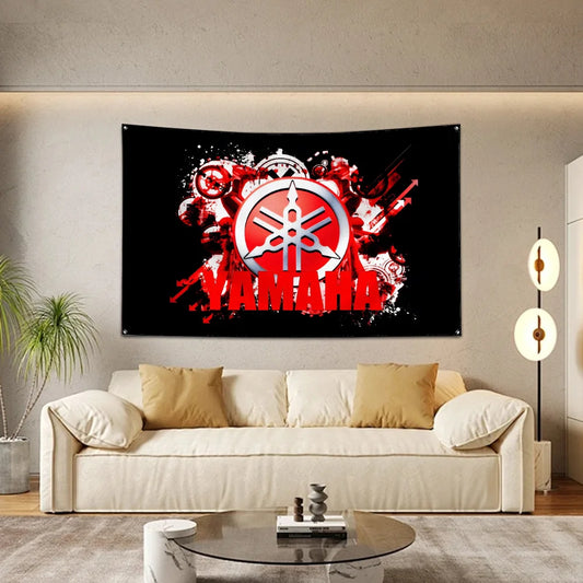 Yamaha Racing Red and Black Tapestry Flag