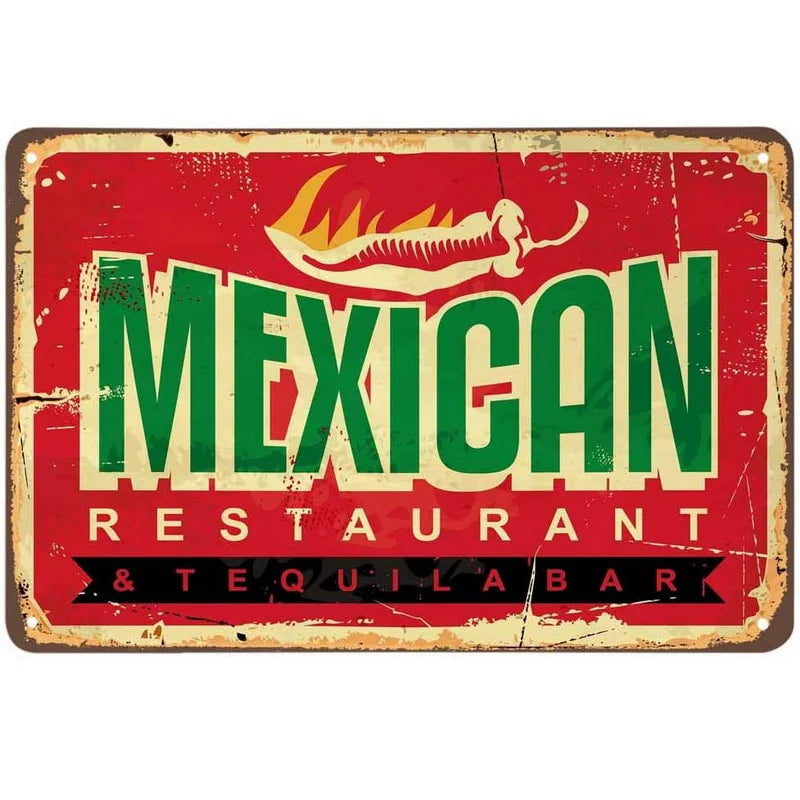 Mexican Restaurant Retro Kitchen Metal Sign Poster