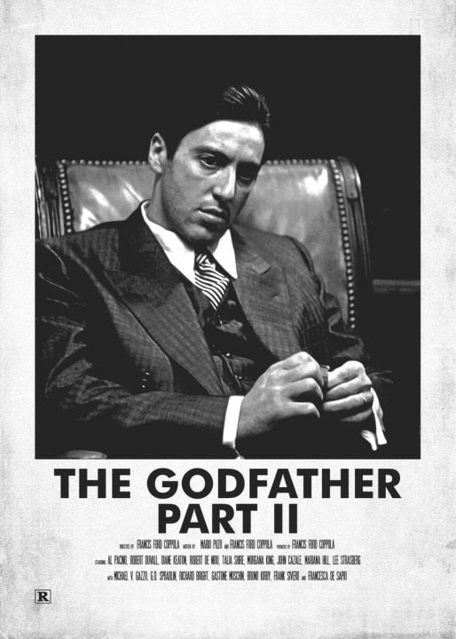 The Godfather Part II Black White Minimalist Movie Poster