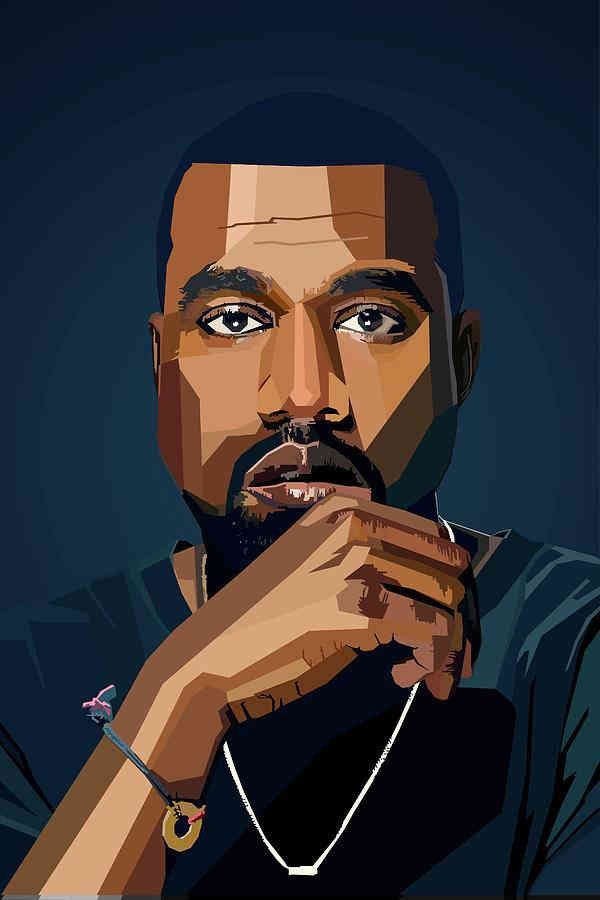 Kanye West Portrait Black Painting Poster