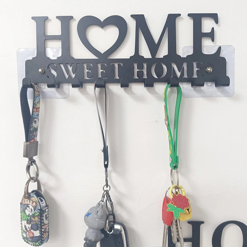 1pc Metal Wall Mounted Key Holder | Home Sweet Home Key Hooks| Wall Hooks for Front Door