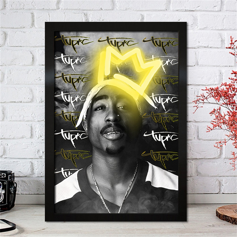 2pac Tupac Neon Effect Poster