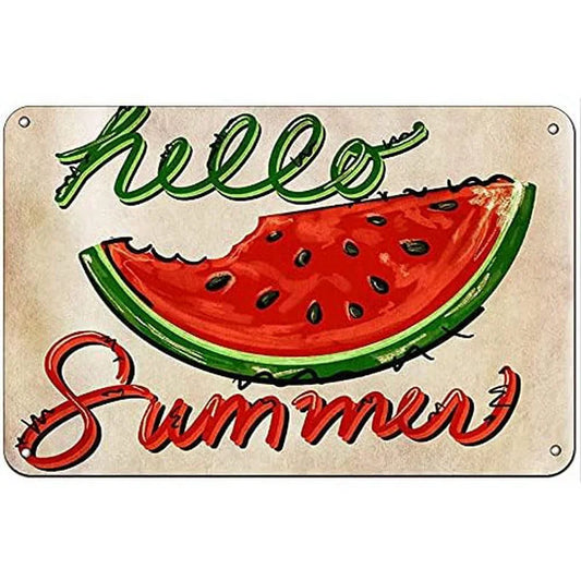 Hello Summer Watermelon Metal Sign Poster