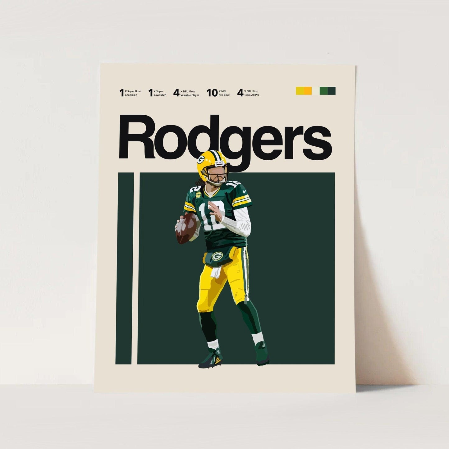 Aaron Rodgers NFL Packers Football Athlete Sports Minimalist Wall Art Poster - Aesthetic Wall Decor