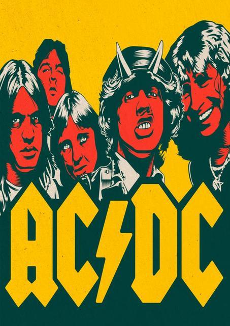 AC/DC Yellow Red Rock Poster – Aesthetic Wall Decor