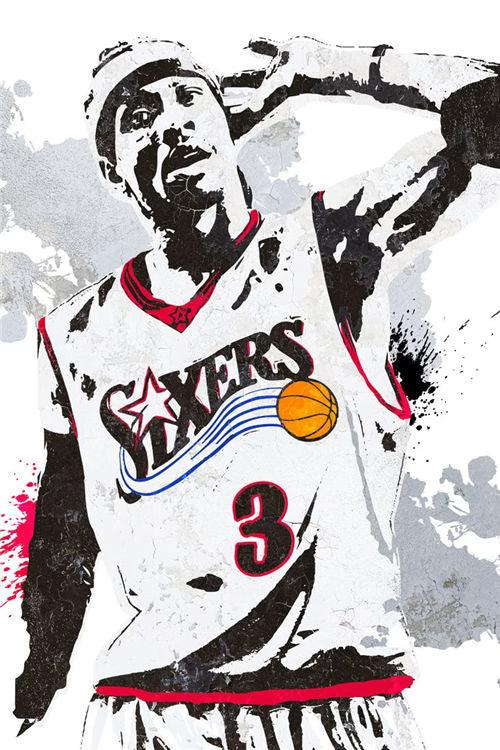 Allen Iverson Philly Sixers Splash Painting NBA Wall Art Poster - Aesthetic Wall Decor