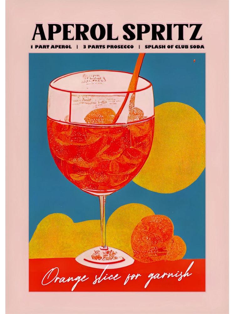 Aperol Spirtz Cocktail Bar Poster - Aesthetic Wall Decor