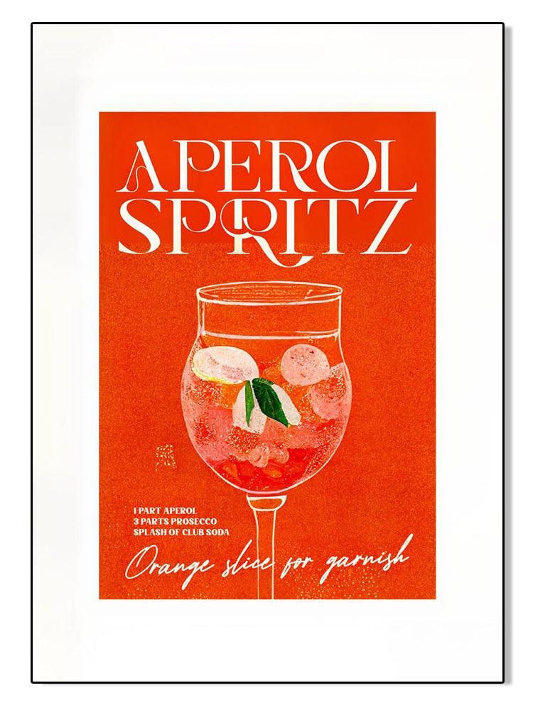 Aperol Spritz Cocktail Decor Bar Poster - Aesthetic Wall Decor