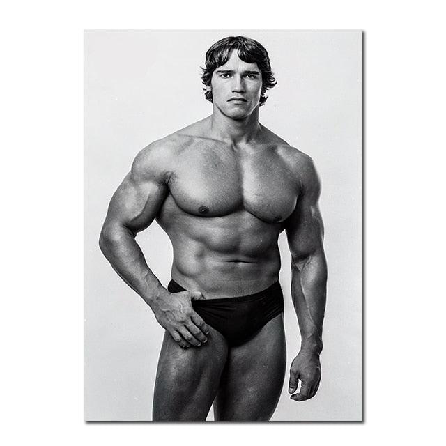 Arnold Schwarzenegger Body Building Black and White Wall Art Poster - Aesthetic Wall Decor