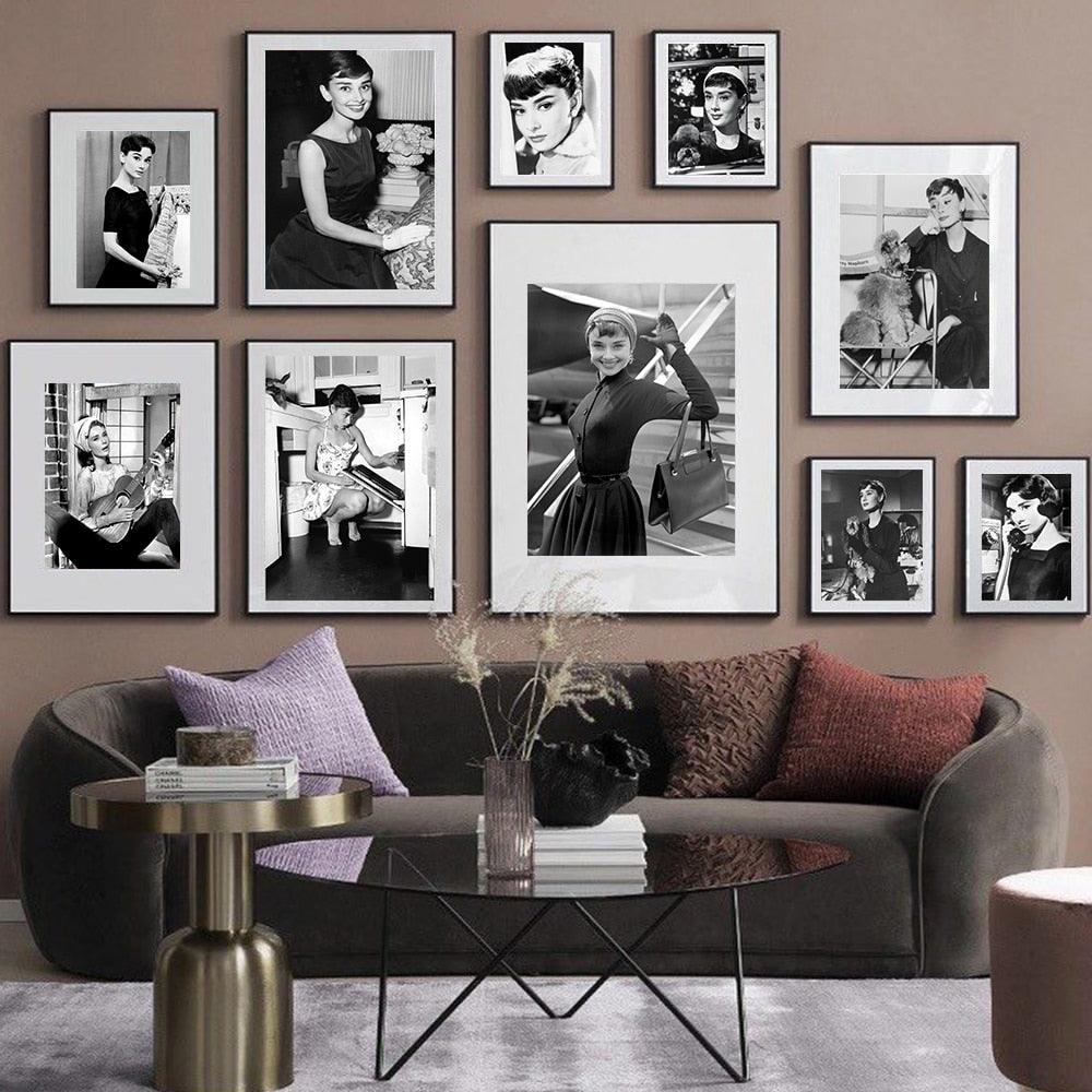 Audrey Hepburn Black White Portraits - Aesthetic Wall Decor