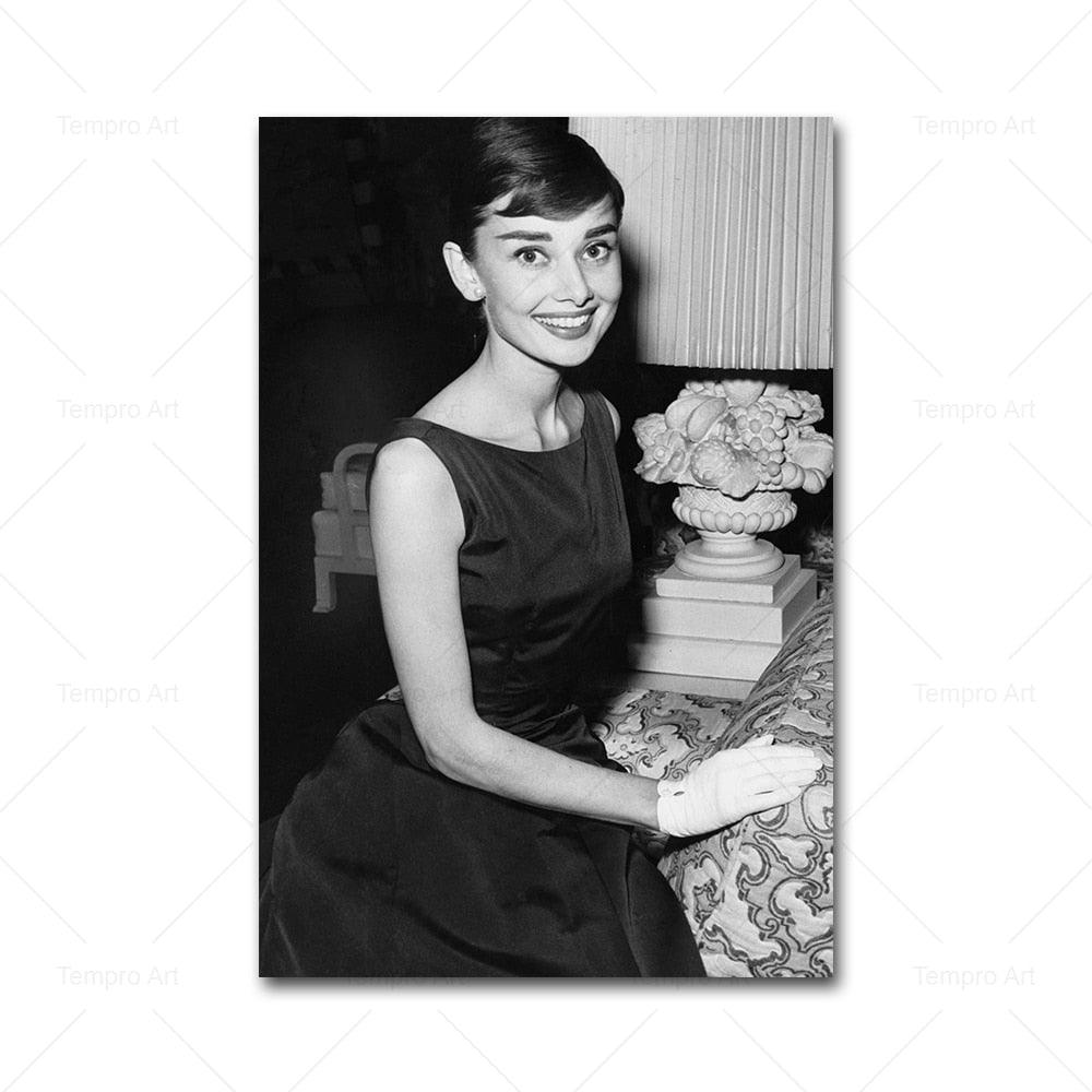 Audrey Hepburn Black White Portraits - Aesthetic Wall Decor