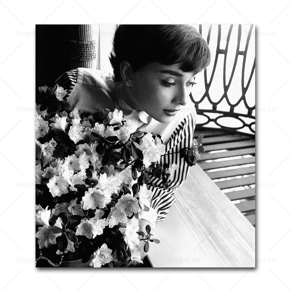 Audrey Hepburn Black White Portraits - Aesthetic Wall Decor