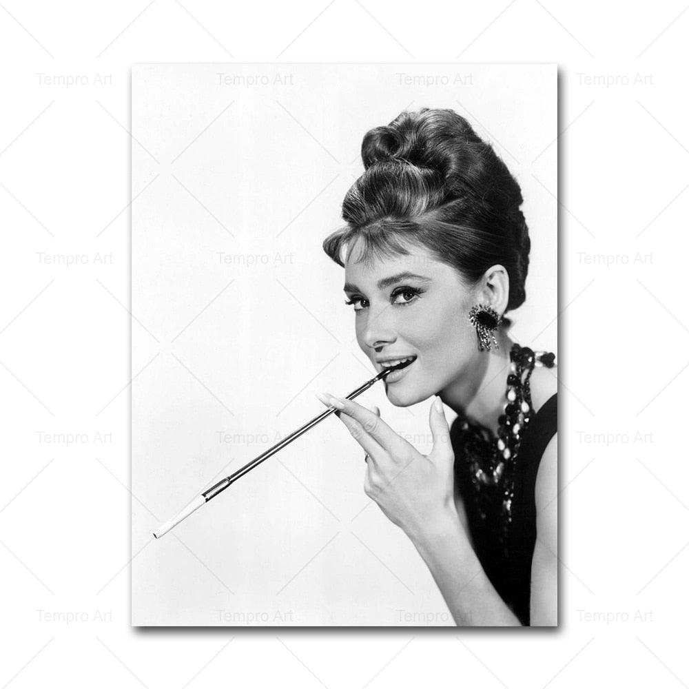 Audrey Hepburn Black White Portraits - Aesthetic Wall Decor